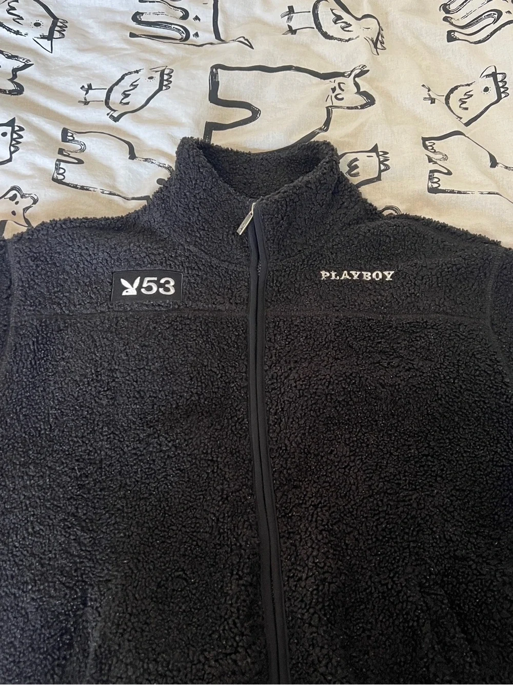 PLAYBOY Black Sherpa Zip Bomber Jacket